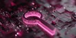 © kwanchaift - Abstract representation of digital key unlocking information with bright pink hues and sparkling elements in a futuristic technology setting