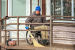 © Alex - A man in a wheelchair sweeps his ramp