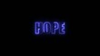 © My studio - Blue neon sign spelling HOPE with a glowing effect against a dark Generate title without using the word 'Title:' before it. background stock 1765535176510