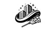 © conell - Urban Cleaning Service Logo with Buildings and Duster.