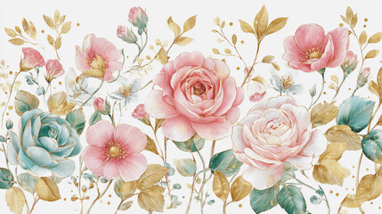  watercolor botanical Rose flower flowers texture template background.Elegant wedding invitation card background . Minimal hand painted Design for wedding or Valentine's Day