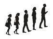 © Grapixtar - Silhouettes of five people walking in a row.