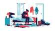 © meeblues - Person feeling anxious alone in bedroom, modern flat vector illustration raising mental health awareness, ideal for healthcare, psychology, and social issue topics
