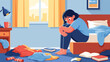 © meeblues - Person feeling anxious alone in bedroom, modern flat vector illustration raising mental health awareness, ideal for healthcare, psychology, and social issue topics