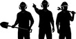 © Abd Elrahman - Three construction workers wearing hard hats and ear protection silhouette