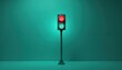 © miss irine - Traffic light shows red and green signals. Vertical pole supports signal box against teal backdrop. Minimalist design, simple shapes, and colors.