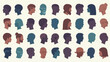 © king - Diverse collection of human head silhouettes in profile view.