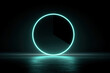 © Yurii Semonov - Neon cyan semicircle gauge with glowing highlighted sector on dark background