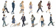 © Barsha - Diverse group of people walking illustrated vector figures in various attire