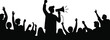 © Asif's Creatives - Protest crowd silhouette, activist with megaphone, raised fists unity, public demonstration art, social movement vector, collective action scene