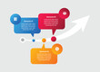 © deni - Arrow base infographic with gradient style with long smooth arrow curve top direction with callout box discussion with 3 elements stages