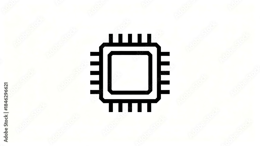 Black and white microchip icon