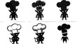 © Bokul Creatives - Devil chef silhouette set, cute demon cooking characters halloween cartoon vector illustration