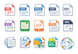 © Soliannikov Yevhenii - Colorful document icons representing various file formats and coding