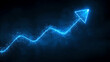 © LeoCreations - Glowing Blue Upward Arrow of Success and Growth on a Dark Background.