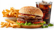 © Alive - Delicious burger with fries and drink on a table