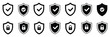 © welcome  saiful - Shield Security Icon Set, vector illustration with protection icons, check mark, and lock elements, ideal for safety interfaces, cybersecurity apps