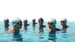 © Sapphire - Competitive swimmers in water low polygon art with geometric patterns