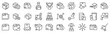 © SkyLine - Set of 30 outline icons related to parcel. Linear icon collection. Editable stroke. Vector illustration