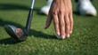 © Hitesh - Close view of golf preparation with ball on grass and club