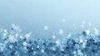 © Dina - abstract winter snowflakes 3D effect horizontal banner background. Pale arctic blue gradient with soft shimmering snowfall, layered translucent snowflake shape, minimal aesthetic