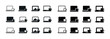 © Sasha - Set of laptop and coffee icons in minimalist black and white des