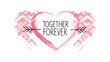© vector vision - Soft pink watercolor heart with arrow pierced through, romantic together forever design element