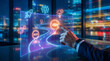 © MHS-AI - Businessman interacting with futuristic digital roadmap display