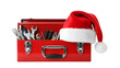 © Rodrigo N - red tool box with santa hat, isolated on transparent background PNG