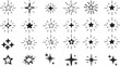 © Salam  stock - Hand drawn star spark doodle icon set. Twinkle, glitter and shine star shapes in crayon and grunge brush line style. Sketchy hand drawn elements for light decoration vector background illustration.