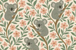 © Halina Berah - Colorful pattern with koalas and flowers on light background