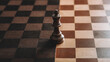 © Jinling - A single chess piece on a wooden board, connecting two sides in a minimalist game. tutorial guides, club newsletters, designed for tourism and weekend activity guides.