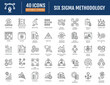 © Control New - Six sigma methodology icon set. Includes dmaicframework, define, measure, analyze,continuous, improvement, root cause and more.Vector illustration with editable strokes