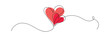 © studio's line - Two Red hearts continuous one line drawing .Decorative swirling heart symbol suitable for Valentine’s Day, wedding, love logo, romance , and relationship concepts. Clean minimal vector illustration.