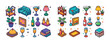 © Влада Яковенко - Colorful vector icons of home decor and leisure items with furni