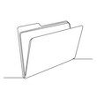 © Hungarian - Continuous single line drawing depicts an open document storage container resting on a surface