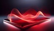 © Marc - futuristic transparent tablet levitating above surface with glowing red digital wave advanced technology innovation artificial intelligence modern design minimal background