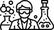 © Bablu - Scientist with goggles studies chemical glassware, bubble formation, and lab equipment in style