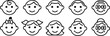© Ammara - ten child black line face icons set illustration collection design logo art