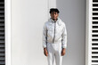 © ADDICTIVE STOCK - Futuristic urban style with reflective silver jacket