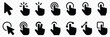 © Hike Studio 2 - Hand pointer icon filled flat sign concept for web design. Click icon Concept. Click here button with hand pointer cursor icon. Cursor hand icon concept set. Computer mouse click cursor gray arrow ico