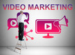 © thodonal - Video marketing concept drawn by a man on a ladder