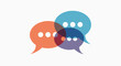 © Md - Three colorful overlapping speech bubbles symbolizing conversation, brainstorming, community discussion, or social media interaction.