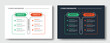 © fatmawati - 2 points step comparison opposite infographic with vertical table box with round rectangle badge header with dark and light version set with outline style flat