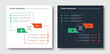 © fatmawati - 2 points step comparison opposite infographic with circle center with rectangle box vertical opposite with dark and light version set with outline style flat