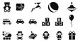 © triyanto - Black and white baby toys icons.