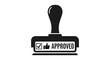 © nhpvect02 - A black stamp with the word approved and a checkmark thumbs up in silhouette
