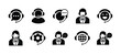 © Farjana - Customer Support Service Icons with Headset and Speech Bubble