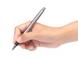 © blen - A hand holding a silver pen against a clean white backdrop