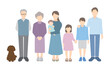 © すきやき はな - 家族のイラストベクター素材（3世代・7人家族）